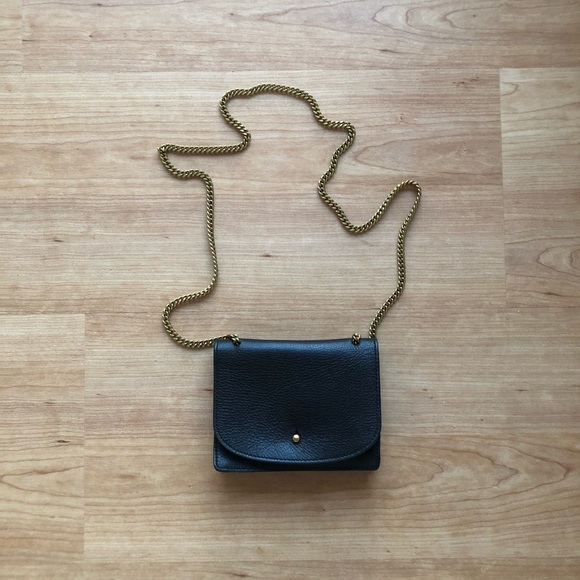 Madewell Leather Bag with Chain (Black) - Picture 1 of 6